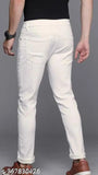 MOD Men plain white cotton blend jeans, solid front design, various sizes available