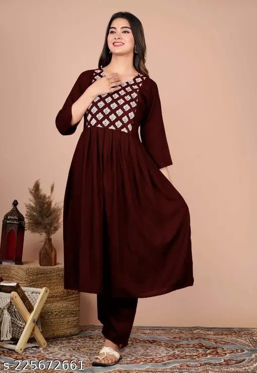 Solid dischage print rayon mahrom anarkali gown with pant set, perfect for women's party wear