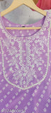 Purple rayon, embroidered straight kurti with three-quarter sleeves, new stylish design