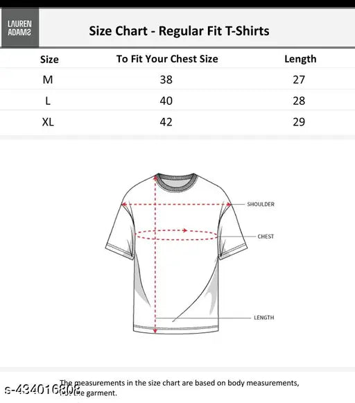 Men's round neck cotton t-shirt by Lauren Adams (M38L40XL), printed pattern, short sleeves