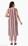 Rayon printed kurta pant set, sleeveless, feminine and modest women's outfit from India