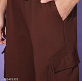 Cotton blend solid cargo pants, premium quality, S-XL size, handcrafted in India