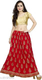 Traditional rayon ethnic long skirt with printed net pattern, DIAMO name on Indian fabric