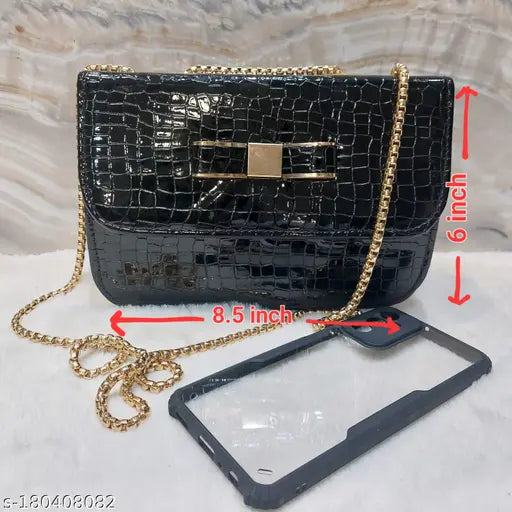 Synthetic croc sling bag, classic checked pattern, women and girls' affordable wholesale price