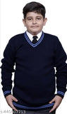 Dark blue & navy wool sweater, solid pattern for kids in various sizes, Indian origin