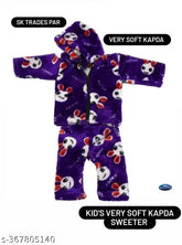 Lightweight silk-blend sweater combo for babies (0-2 years), self-design net top & bottom with hoodie, fur-lined inside