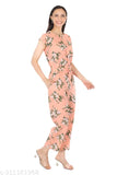 Peach crepe printed net jumpsuit for women and girls, showcasing a beautiful design from Pearl N Vera