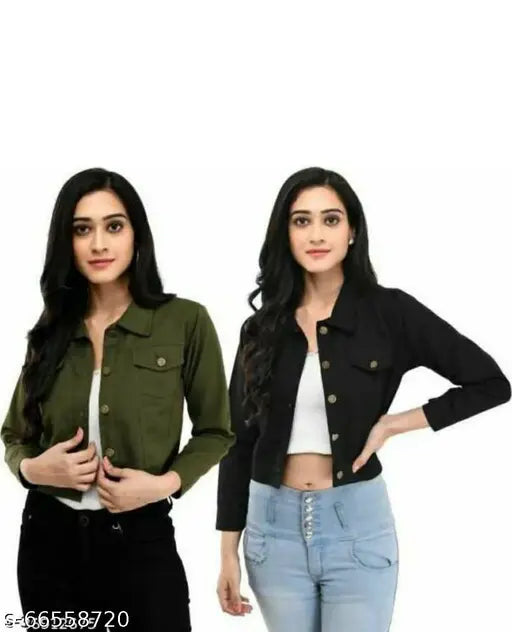 Classic cotton blend three-quarter sleeve jackets - solid color partywear for women, includes black and Mahendei designs