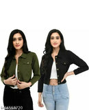 Classic cotton blend three-quarter sleeve jackets - solid color partywear for women, includes black and Mahendei designs