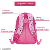 Frantic pink polyester school backpack for class 1-8, featuring cat and dog design