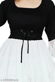 Black & white rayon festive/wedding dress with 3/4 sleeves, ideal for kids' parties