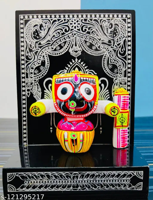Marble wood handicraft & artifact: Lord Jagannath statue, 10cm tall, showpiece from Vignu crafts, India