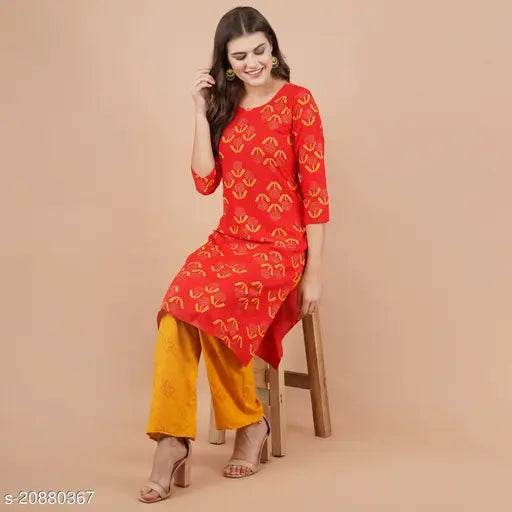 Chanderi cotton Aagyeyi refined women's kurta set with Palazzos, M-XXXL sizes, Indian origin