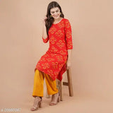 Chanderi cotton Aagyeyi refined women's kurta set with Palazzos, M-XXXL sizes, Indian origin