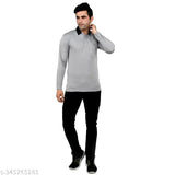 Gray cotton blend full sleeve men's t-shirt, multi color combo with contrast collar & pocket (M2XL), high-quality Indian craftsmanship for everyday style