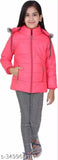 Pink polyester embroidered net long sleeve zipper jacket for girls, ideal for chilly playdates and school days