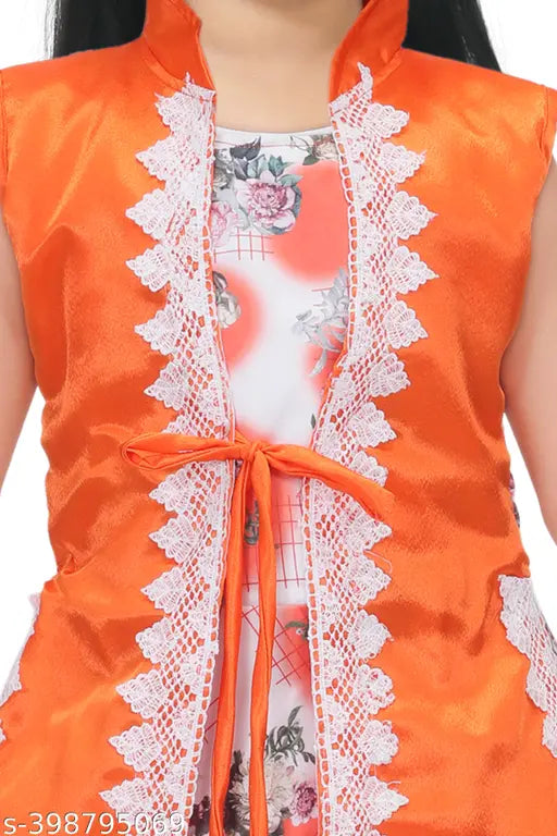 Cotton blend sleeveless digital print gown, vibrant colors from S K Fashion. Skin-friendly for parties, weddings, and festive occasions like Diwali, Navratri, Christmas, etc. Available sizes: 2-3Y (20in bust, 24in length), 3-4Y (22in bust, 26in length), etc., made in India