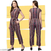 Printed net crepe jumpsuits for women and girls, available in S, M, L, XL, Free Size. Comfortable and affordable fashion from India