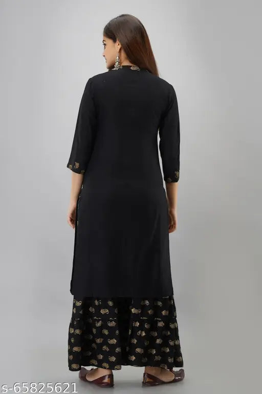 Rayon women's kurta and sharara set, trendy partywear festival outfit for festive occasions
