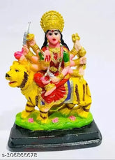 Multicolor resin Maa Durga Sherawali statue (9 inch), intricately hand-painted Indian God Idol for pooja room or home decor