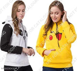 Wool girls hoodie set with Pikachu and panda design, available in various sizes for ages 10-16 years