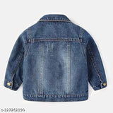Denim Girl Chen pocket jacket, solid net pattern for 7-8 years old kids, long sleeves fashion piece from India