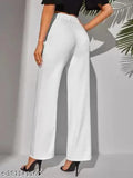 Lycra solid straight white women's trousers pack of 2, Indian-made versatile pants for elegant style