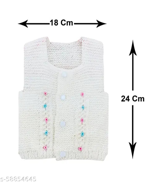 Hand-knitted woolen vest set (Pink, White & Blue) for newborn infants (0-3 months), perfect for keeping babies warm and breathable during playtime at home or outings