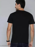 100% cotton black men's printed round neck t-shirt, short sleeves, timeless style, ultimate comfort on display