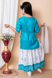 Printed rayon kurta set with skirt and dupatta for girls, Indian ethnic wear fashion for festivals
