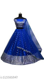 Embellished net choli and dupatta set, free size Indian lehenga with embellished bottomwear and solid dupatta
