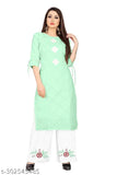 Cotton & Rayon Myra Voguish women's kurta sets, solid-patterned palazzo bottomwear with three-quarter sleeves - India