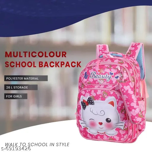 Durable Dark Pink Tinytot backpack, 26L with 2 compartments & 2 water bottle pockets - Ideal for school/college travel