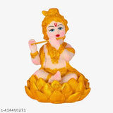 Gold-plated Krishna idol statue, intricate resin design, perfect for home decor or pooja room