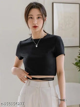 Cotton crop tower lace t-shirt, solid net pattern, short sleeves, XS - XXXXL sizes