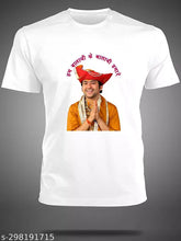Modern gift polyester short-sleeve white Bageshwar Dham Bala Ji printed t-shirt, Indian spiritual wear for men and boys