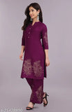 Rayon hand block gold print kurta plazo set, fashionable women's three-quarter sleeve palazzo bottomwear with printed net pattern, India origin