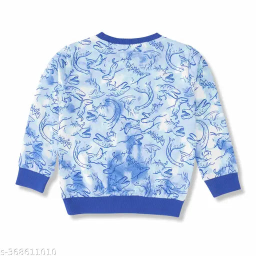 Blue cotton-blend kids sweatshirt, printed design for casual wear, sizes 1-6 years, India origin