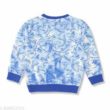 Blue cotton-blend kids sweatshirt, printed design for casual wear, sizes 1-6 years, India origin