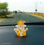 Handcrafted Ganesha idol in polyresin, adds spiritual style to home or car dashboard. Premium quality, ideal for home decoration or gifts. Modern Ganesha statue brings prosperity and success. Indian artisan crafted