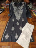 Embroidered cotton kurta set with palazzo bottoms, single size S-XXL, Indian women's fashion