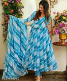 Indian Georgette Leriya set, self-design long sleeve dress in XL (42in bust, 52in length)