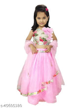 Digital pink silk blend lehenga, organza dupatta and sleeveless top for girls aged 3-4 years