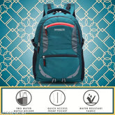 Waterproof 35L polyester unisex backpack with laptop compartment. Ideal for travel, work, or outdoor activities