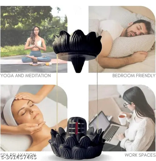 Resin ShivLinga Incense Backflow Holder with 10 Cones, Indian home decor dropping aromatic smoke