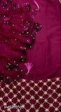 Embroidered georgette gown with net dupatta, Indian-style evening wear for women, perfect for parties and weddings