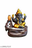 Khushi Enterprises Lord Ganesha & Adiyogi Smoke Backflow Combo, handcrafted poly resin god idols with 20 free backflow cones (Indian art)