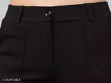 Cotton Lycra ANARA Fashion trouser, solid net, two-pocket design for women