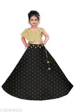 Taffeta silk sleeveless Avani fashion lehenga with ethnic motif, stitched net for 3-4 years old children, India origin