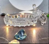 Crystal Turtle Plate, decorative showpiece for living room or bedroom, 15cm x 8cm x 15cm, Indian-made Vastu yantra with golden finish